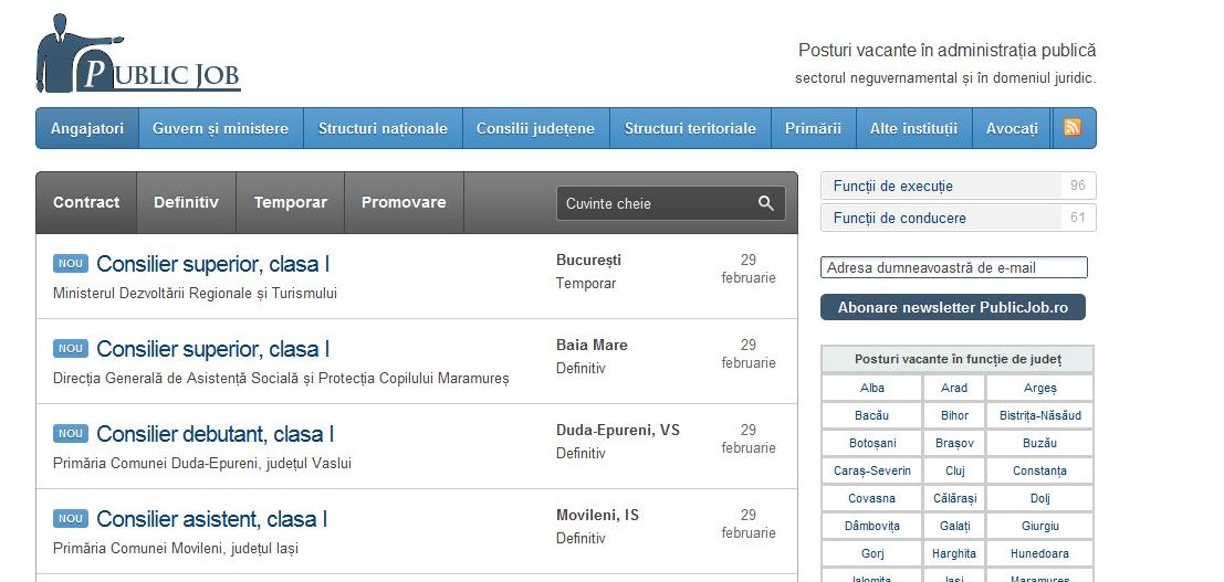 S-a lansat primul portal care cuprinde toate anunţurile de posturi vacante în sectorul public din România