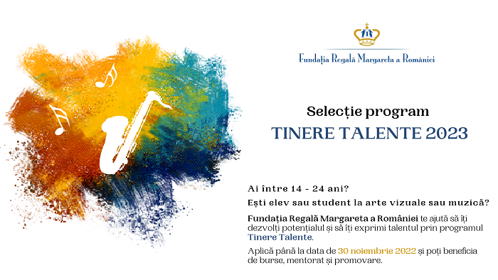 Fundația Regală Margareta a României lansează selecția națională pentru bursele Tinere Talente