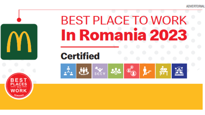 McDonald’s în România, recunoscut ca angajator de top prin certificarea „Best Place to Work”