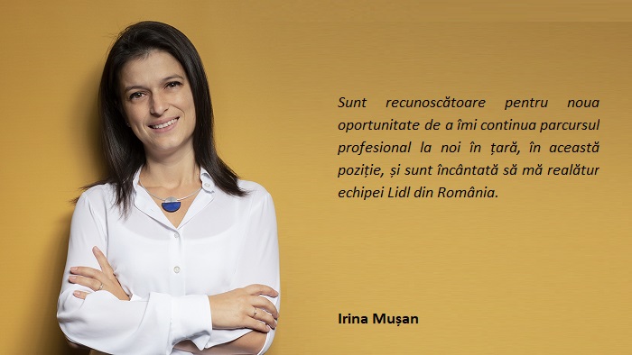 Irina Mușan va prelua funcția de Director Național Servicii Centrale și Expansiune Lidl România și va face parte din Consiliul de Conducere al companiei