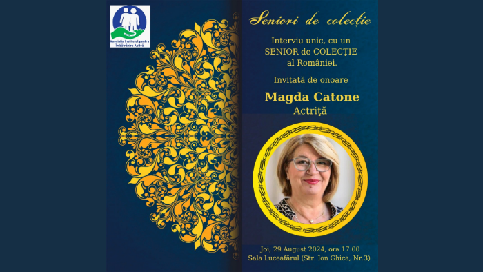 Actriţa MAGDA CATONE, invitată de onoare la cea de-a XXII-a ediție a Galei ”SENIORI de COLECȚIE”