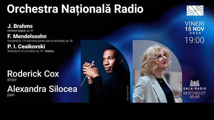 Dirijorul american Roderick Cox și pianista Alexandra Silocea la Sala Radio