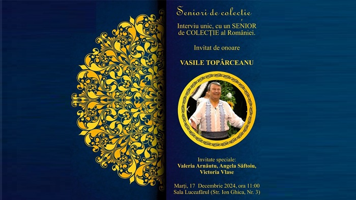 VASILE TOPÂRCEANU, binecunoscutul solist de muzică populară și romanțe invitat de onoare la cea de-a XXVI-a ediție a Galei ”SENIORI de COLECȚIE”